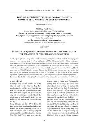 Tổng hợp vật liệu xúc tác quang composite AgI/BiVO₄ nhằm ứng dụng phân hủy các chất hữu cơ ô nhiễm