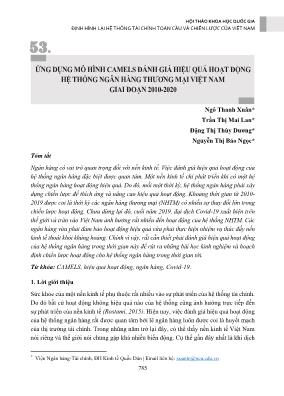 Ứng dụng mô hình Camels đánh giá hiệu quả hoạt động hệ thống ngân hàng thương mại Việt Nam giai đoạn 2010-2020