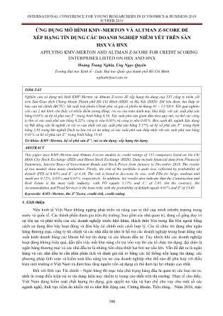 Ứng dụng mô hình kmv-merton và altman z-score để xếp hạng tín dụng các doanh nghiệp niêm yết trên sàn HSX và HNX