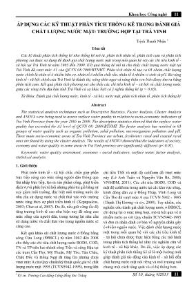 Áp dụng các kỹ thuật phân tích thống kê trong đánh giá chất lượng nước mặt: Trường hợp tại Trà Vinh