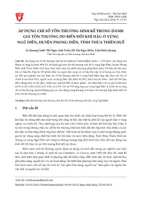 Áp dụng chỉ số tổn thương sinh kế trong đánh giá tổn thương do biến đổi khí hậu ở vùng Ngũ Điền, huyện Phong Điền, tỉnh Thừa Thiên Huế