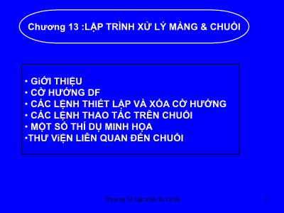 Bài giảng Cấu trúc máy tính - Chương 13: Lập trình xử lý mảng & chuỗi