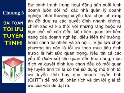 Bài giảng Đại số tuyến tính - Chương 6: Bài toán tối ưu tuyến tính