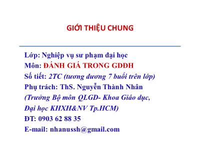 Bài giảng Đánh giá trong giáo dục đại học - Nguyễn Thành Nhân