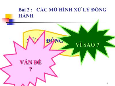 Bài giảng Hệ điều hành nâng cao - Bài 2: Các mô hình xử lý đồng hành