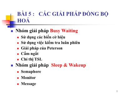 Bài giảng Hệ điều hành nâng cao - Bài 5: Các giải pháp đồng bộ hóa