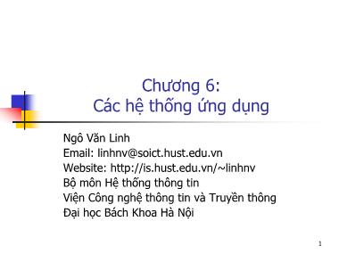 Bài giảng Hệ thống thông tin - Chương 6, Phần 1: Các hệ thống ứng dụng - Ngô Văn Linh