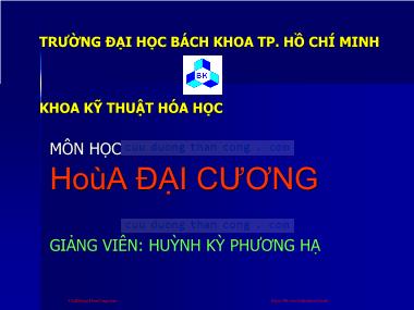 Bài giảng Hóa đại cương - Chương I: Những khái niệm và định luật cơ sở của hóa học - Huỳnh Kỳ Phương Hạ