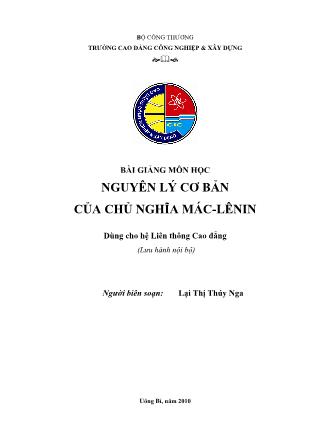 Bài giảng Nguyên lý cơ bản của chủ nghĩa Mác - Lênin - Lại Thị Thúy Nga