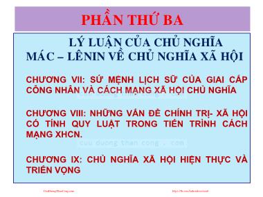 Bài giảng Những nguyên lý cơ bản của chủ nghĩa Mac - Lenin - Phần thứ ba: Lý luận của chủ nghĩa Mác - Lenin về chủ nghĩa xã hội