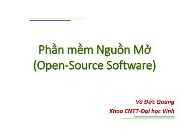 Bài giảng Phần mềm nguồn mở - Chương 2: Phát triển phần mềm nguồn mở - Võ Đức Quang