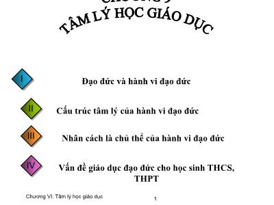 Bài giảng Tâm lý giáo dục - Chương 9: Tâm lý học giáo dục