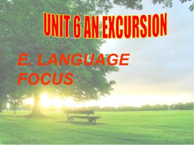 Bài giảng Tiếng Anh Lớp 10 - Unit 6: An excursion - Language focus