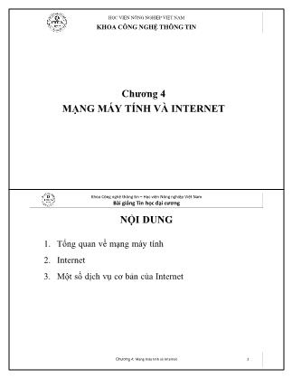 Bài giảng Tin học cơ sở - Chương 4: Mạng máy tính và internet - Học viện Nông nghiệp Việt Nam