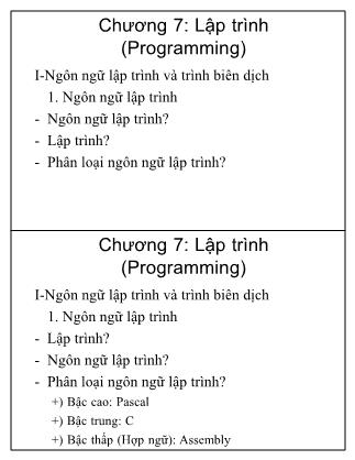 Bài giảng Tin học cơ sở - Chương 7: Lập trình (Programming)