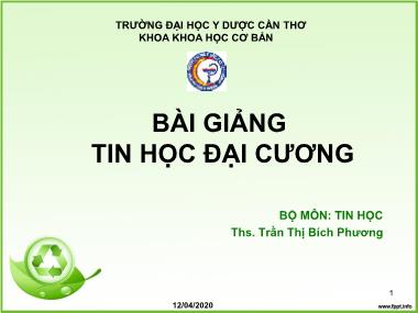 Bài giảng Tin học đại cương - Chương 6: Internet và các dịch vụ trên internet - Trần Thị Bích Phương