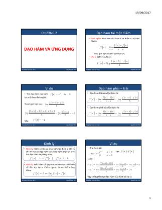 Bài giảng Toán cao cấp 1 - Chương 2: Đạo hàm và ứng dụng