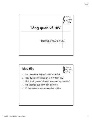 Bài giảng Tổng quan về HIV - Lê Thanh Toàn