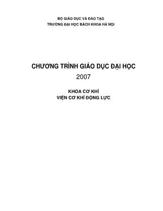 Chương trình giáo dục đại học - Khoa cơ khí viện cơ khí động lực - Trường Đại học Bách Khoa Hà Nội