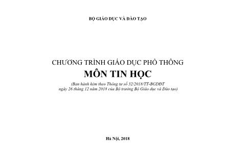 Chương trình giáo dục phổ thông môn Tin học