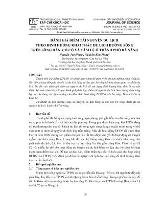 Đánh giá điểm tài nguyên du lịch theo định hướng khai thác du lịch đường sông trên sông Hàn, Cổ Cò và Cẩm Lệ ở Thành phố Đà Nẵng