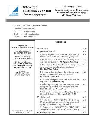 Đánh giá tác động của khủng hoảng tài chính thế giới đến lao động, việc làm ở Việt Nam