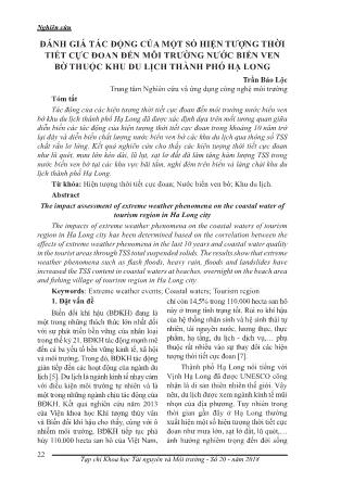 Đánh giá tác động của một số hiện tường thời tiết cực đoan đến môi trường nước biển ven bờ thuộc khu du lịch Thành phố Hạ Long