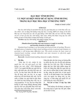 Dạy học tình huống và một số biện pháp để sử dụng tình huống trong dạy học hóa học ở trường THPT