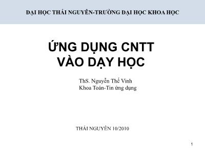 Đề tài Ứng dụng CNTT vào dạy học - Nguyễn Thế Vinh