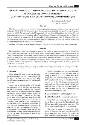 Đề xuất một số giải pháp nâng cao chất lượng cung cấp nước sạch tại công ty TNHH MTV cấp thoát nước Kiên Giang thông qua mô hình hồi qui