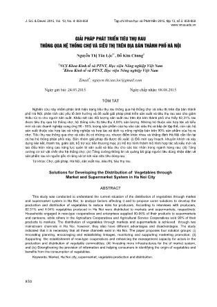 Giải pháp phát triển tiêu thụ rau thông qua hệ thống chợ và siêu thị trên địa bàn Thành phố Hà Nội