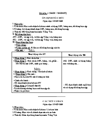 Giáo án học kì 1 môn Tiếng Việt Lớp 1 - Năm học 2009-2010 - Lý Cao Thời