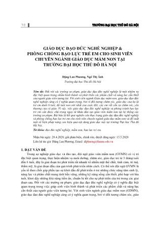 Giáo dục đạo đức nghề nghiệp & phòng chống bạo lực trẻ em cho sinh viên chuyên ngành giáo dục mầm non tại trường đại học Thủ đô Hà Nội