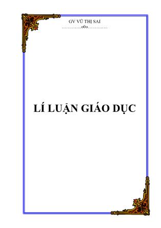 Giáo trình Lí luận giáo dục