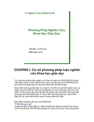 Giáo trình Phương pháp nghiên cứu khoa học giáo dục - La Hồng Huy