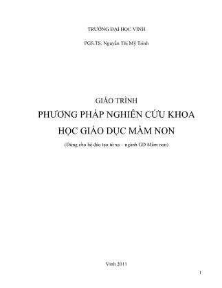 Giáo trình Phương pháp nghiên cứu khoa học giáo dục mầm non (Phần 1) - Nguyễn Thị Mỹ Trinh