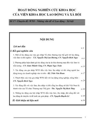 Hoạt động nghiên cứu khoa học của Viện Khoa học Lao động và Xã hội - Số 17: Chuyên đề WTO - Những vấn đề về Lao động - Xã hội