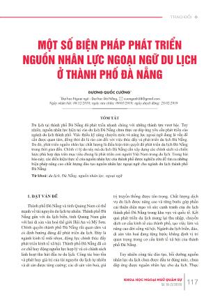 Một số biện pháp phát triển nguồn nhân lực ngoại ngữ du lịch ở Thành phố Đà Nẵng