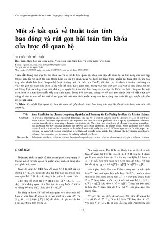 Một số kết quả về thuật toán tính bao đóng và rút gọn bài toán tìm khóa của lược đồ quan hệ