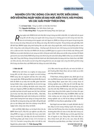 Nghiên cứu tác động của mực nước biển dâng đối với rừng ngập mặn xã Đại Hợp, Kiến Thuỵ, Hải Phòng và các giải pháp thích ứng