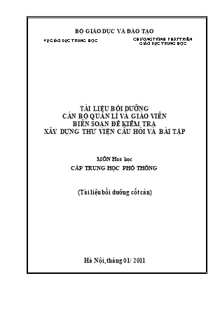 Tài liệu bồi dưỡng cán bộ quản lí và giáo viên biên soạn đề kiểm tra xây dựng thư viện câu hỏi và bài tập