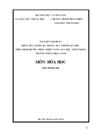 Tài liệu tập huấn kiểm tra, đánh giá trong quá trình dạy học theo định hướng phát triển năng lực học sinh trong trường trung học cơ sở môn Hóa học