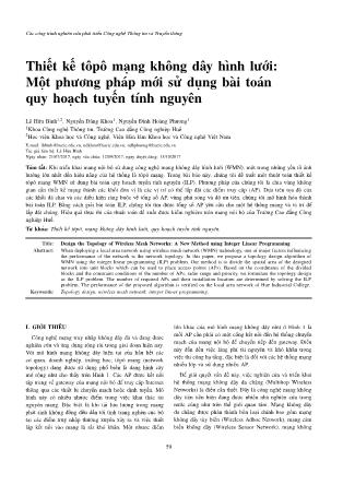 Thiết kế tôpô mạng không dây hình lưới: Một phương pháp mới sử dụng bài toán quy hoạch tuyến tính nguyên