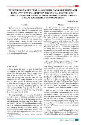Thực trạng và giải pháp nâng cao kỹ năng gõ phím nhanh đúng kỹ thuật của sinh viên trường đại học Trà Vinh
