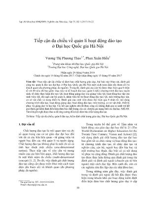 Tiếp cận đa chiều về quản lí hoạt động đào tạo ở Đại học Quốc gia Hà Nội