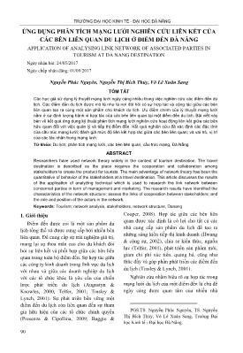 Ứng duṇg phân tích maṇg lướinghiên cứu liên kết của các bên liên quan du lic̣h ở điểm đến Đà Nẵng