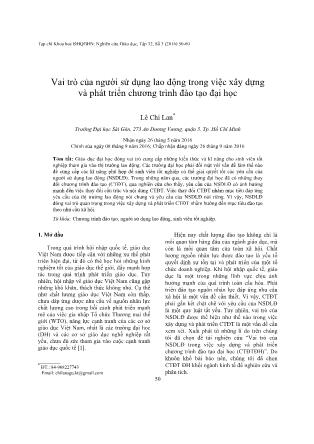 Vai trò của người sử dụng lao động trong việc xây dựng và phát triển chương trình đào tạo đại học