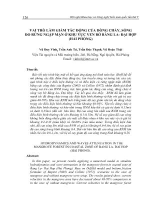 Vai trò làm giảm tác động của dòng chảy, sóng do rừng ngập mặn ở khu vực ven bờ Bàng La - Đại Hợp (Hải Phòng)