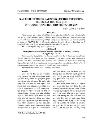 Xác định hệ thống các năng lực học tập cơ bản trong dạy học hóa học ở trường trung học phổ thông chuyên