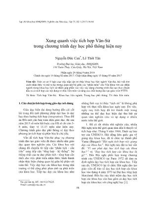 Xung quanh việc tích hợp Văn-Sử trong chương trình dạy học phổ thông hiện nay